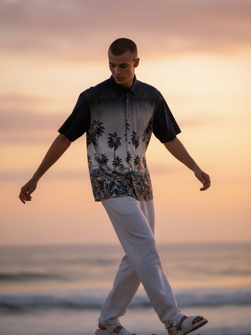 NEW Windham Pointe Hawaiian Shirt Mens L 100% Rayon Palm Tree Tropical